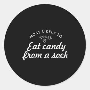 Text Most Likely To Xmas Fun Mistletoe T S  Classic Round Sticker