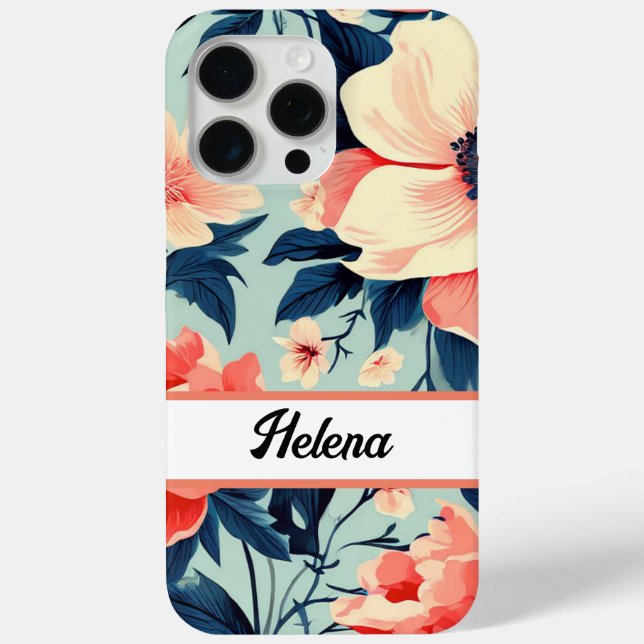 Text Name Flower Pattern Case-Mate iPhone Case (Back)