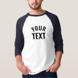 Text Name Mens Basic 3/4 Sleeve Raglan White/Navy T-Shirt<br><div class="desc">Add Your Text Name Here Modern Elegant Template Men's White / Navy 3/4 Sleeve Raglan T-Shirt.</div>