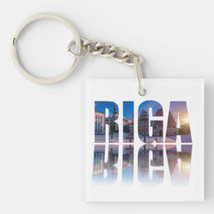 Text of Riga, Latvia Key Ring