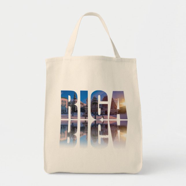Text of Riga, Latvia Tote Bag (Front)