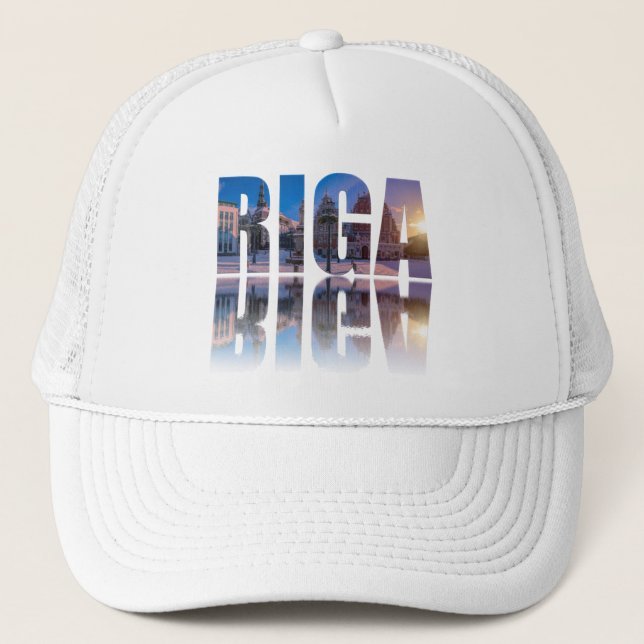 Text of Riga, Latvia Trucker Hat (Front)
