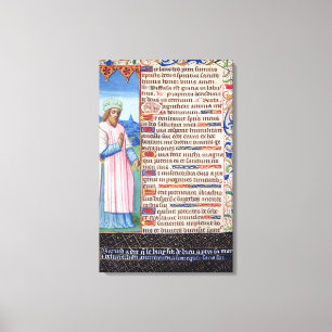 Text of the Magnificat with a portrait of Canvas Print