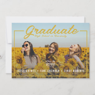 Text Overlay Simple one photo group graduation Announcement