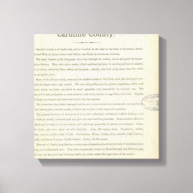 Text Page Caroline County Canvas Print (Front)