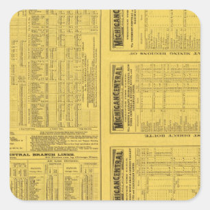 Text Page Michigan Central Railroad Square Sticker