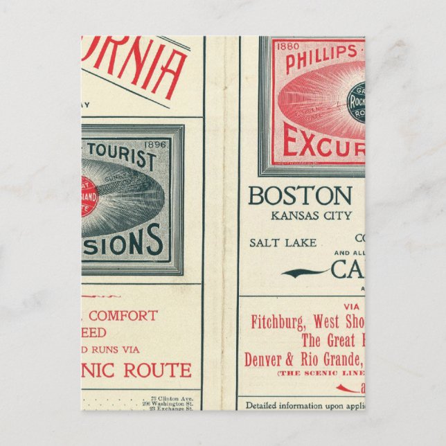 Text Page of Phillips Tourist Excursions Postcard (Front)