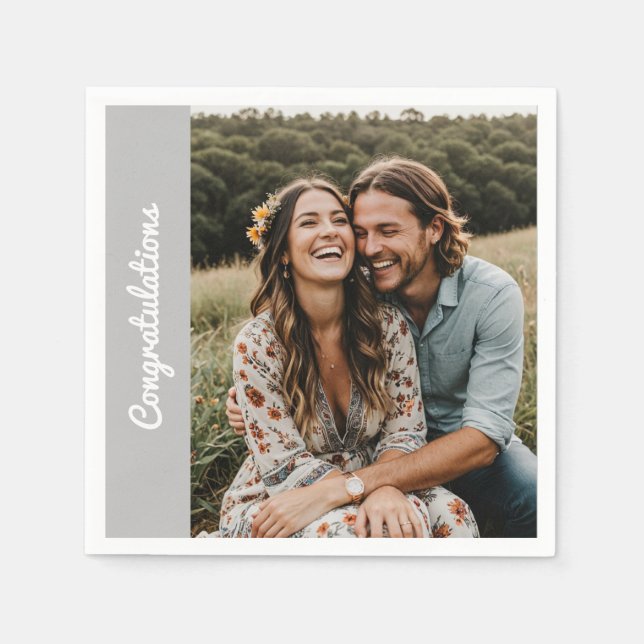 text photo custom personal engagement Paper Napkin (Front)