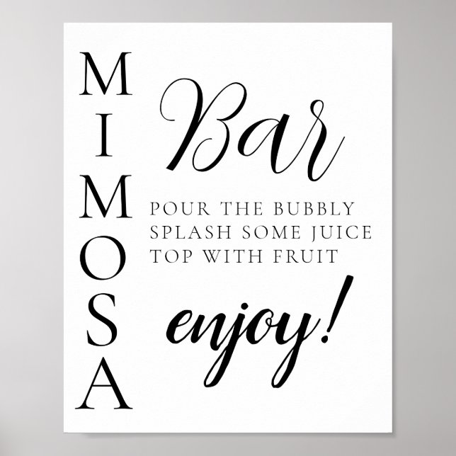 Text Script Minimal Mimosa Bar Sign (Front)