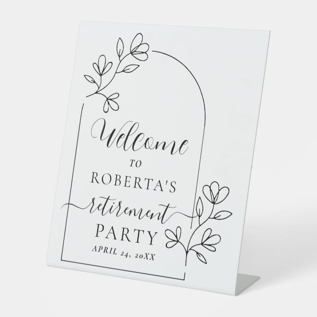 Text Script Retirement Party Welcome Pedestal Sign (Front)