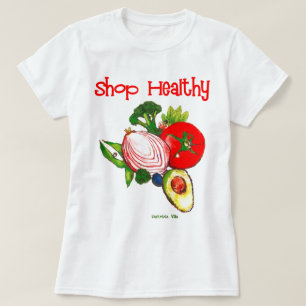 Text Shop Healthy Bright Colours Vegetables Art  T-Shirt