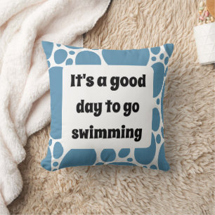 Text template and blue pattern cushion