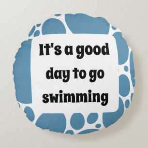 Text template and blue pattern  round cushion