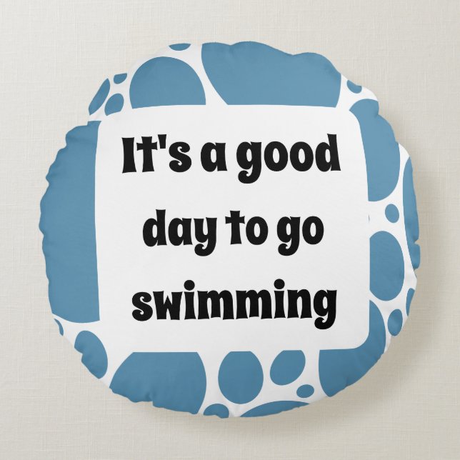 Text template and blue pattern  round cushion (Front)