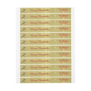Text Template, "Merry Christmas" on Shiny Gold Wrap Around Label