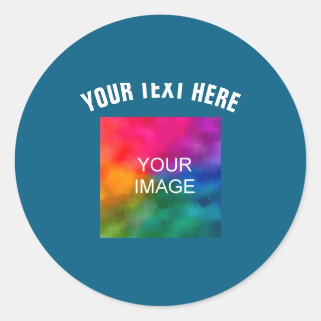 Text Upload Photo Template Boys Kids Modern _2  Classic Round Sticker (Front)