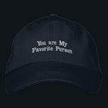 Text "You are my favourite person" Cotton Hat<br><div class="desc">This navy cotton cap is a heartfelt way to express affection with the text "You are my favourite person." The message is beautifully embroidered, adding a personal touch to a classic style. Designed with an adjustable strap, this cap ensures a comfortable, one-size-fits-all fit. Made from durable cotton, it combines practicality...</div>