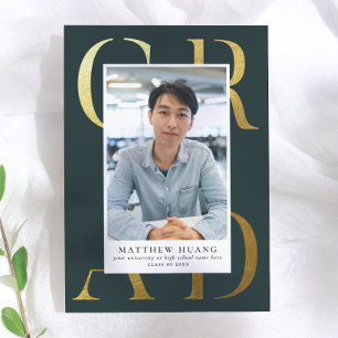 Textbook Gold Typography Graduation Announcement