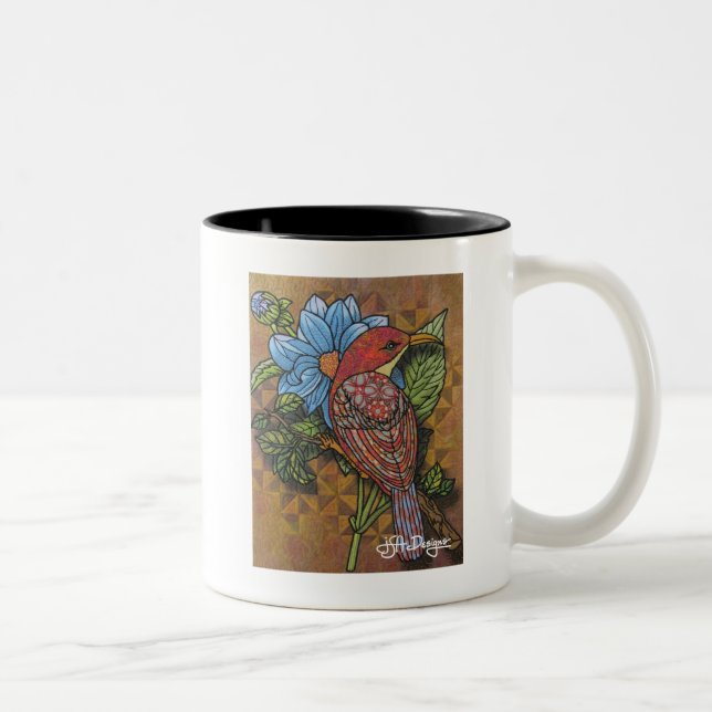 Textile Art Bird Coffee Mug (Right)
