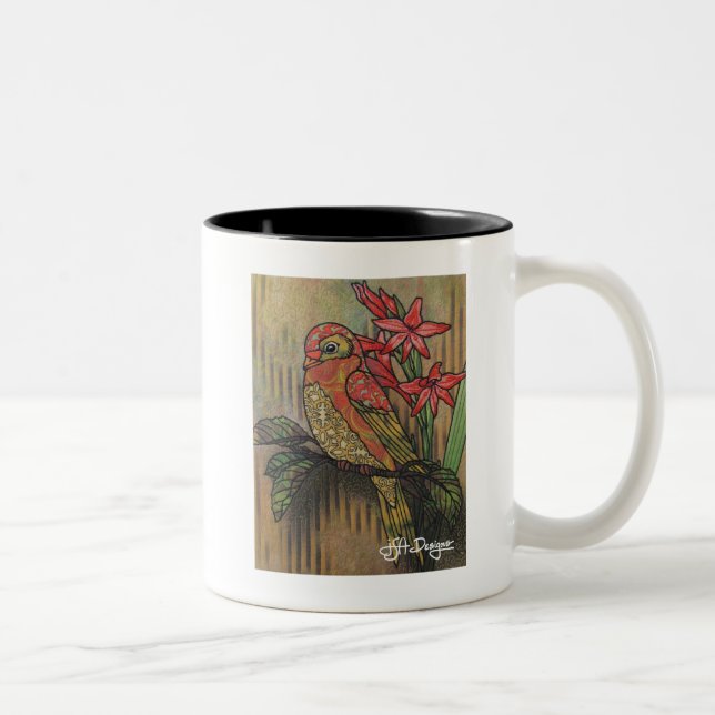 Textile Art Bird Coffee Mug (Right)