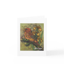 Textile Art Bird Notecard