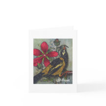 Textile Art Bird Notecard