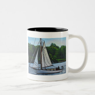 Textile Art Boat Coffee Mug