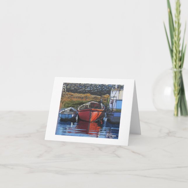 Textile Art Boat Notecard (Front)