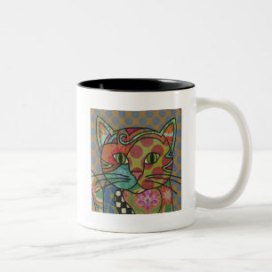 Textile Art Cat Coffee Mug