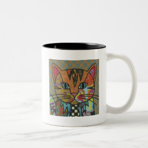 Textile Art Cat Coffee Mug