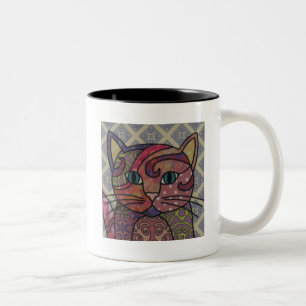 Textile Art Cat Coffee Mug