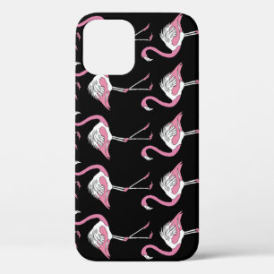 Textile Black Flamingo Background Pattern iPhone 12 Case