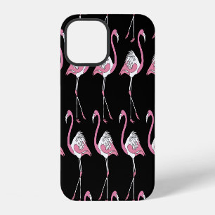 Textile Black Flamingo Background Pattern iPhone 12 Case
