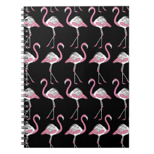 Textile Black Flamingo Background Pattern Notebook