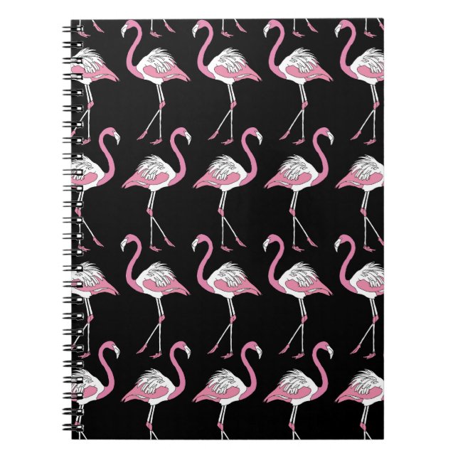 Textile Black Flamingo Background Pattern Notebook (Front)