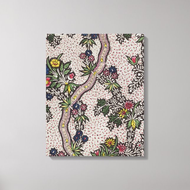 Textile design of plant forms and serpentine ribbo canvas print (Front)