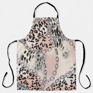 Textile Leopard: Floral Chain Pattern. Apron