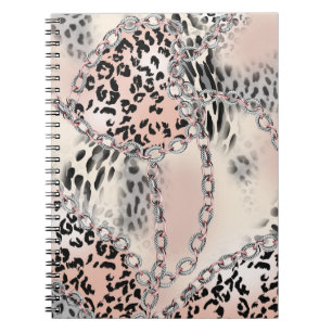 Textile Leopard: Floral Chain Pattern. Notebook