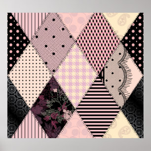 Textile Lingerie: Patchwork Vintage Pattern Poster
