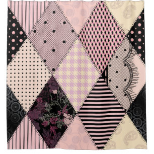 Textile Lingerie: Patchwork Vintage Pattern Shower Curtain