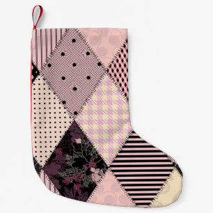 Textile Lingerie: Patchwork Vintage Pattern Small Christmas Stocking