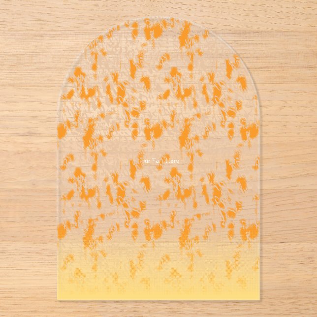 Textile pattern featuring a vibrant orange and gol acrylic invitations (Front)