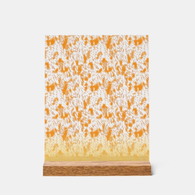 Textile pattern featuring a vibrant orange and gol acrylic sign (Front)