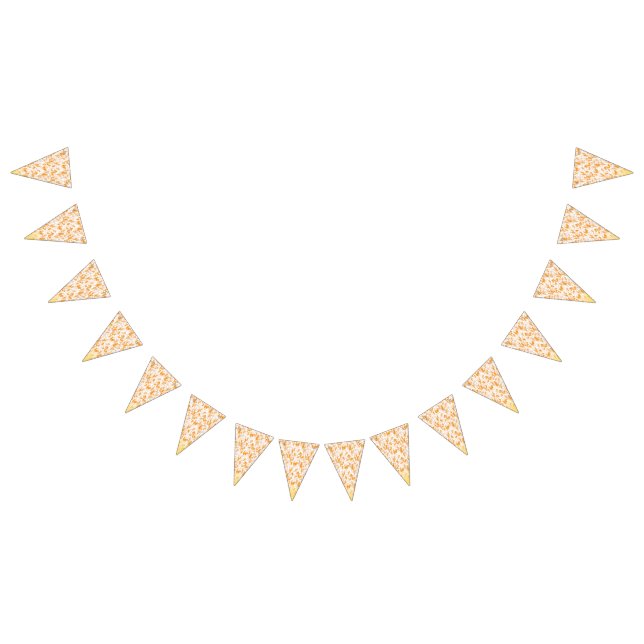 Textile pattern featuring a vibrant orange and gol bunting  (All)