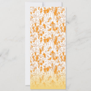 Textile pattern featuring a vibrant orange and gol card