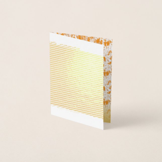 Textile pattern featuring a vibrant orange and gol foil card (Front)