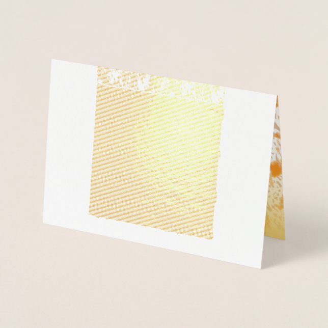 Textile pattern featuring a vibrant orange and gol foil card (Front)