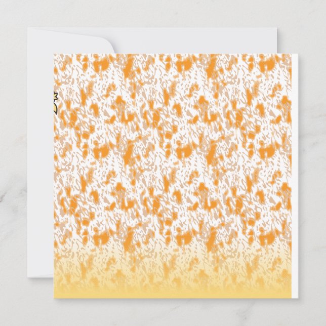 Textile pattern featuring a vibrant orange and gol holiday card (Front)