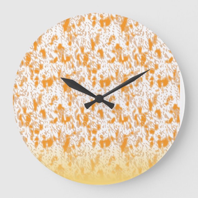 Textile pattern featuring a vibrant orange and gol large clock (Front)