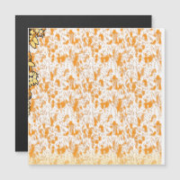 Textile pattern featuring a vibrant orange and gol